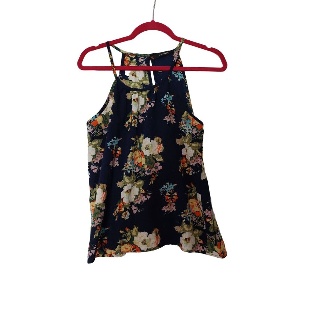 Color Swatch Womens Floral Halter Top With Back Button Closure